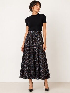 ✨ CHRISTIAN AUJARD Paris Vintage Pleated Polka Dot Skirt | High-Waist ✨